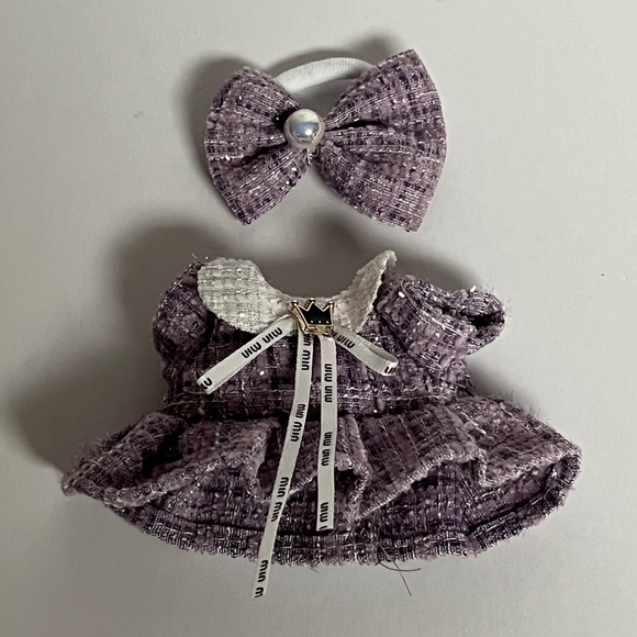 Designer Bow Dress 2 Piece Outfit For Labubu The Monsters Clothing Purple - Picture 7 of 7